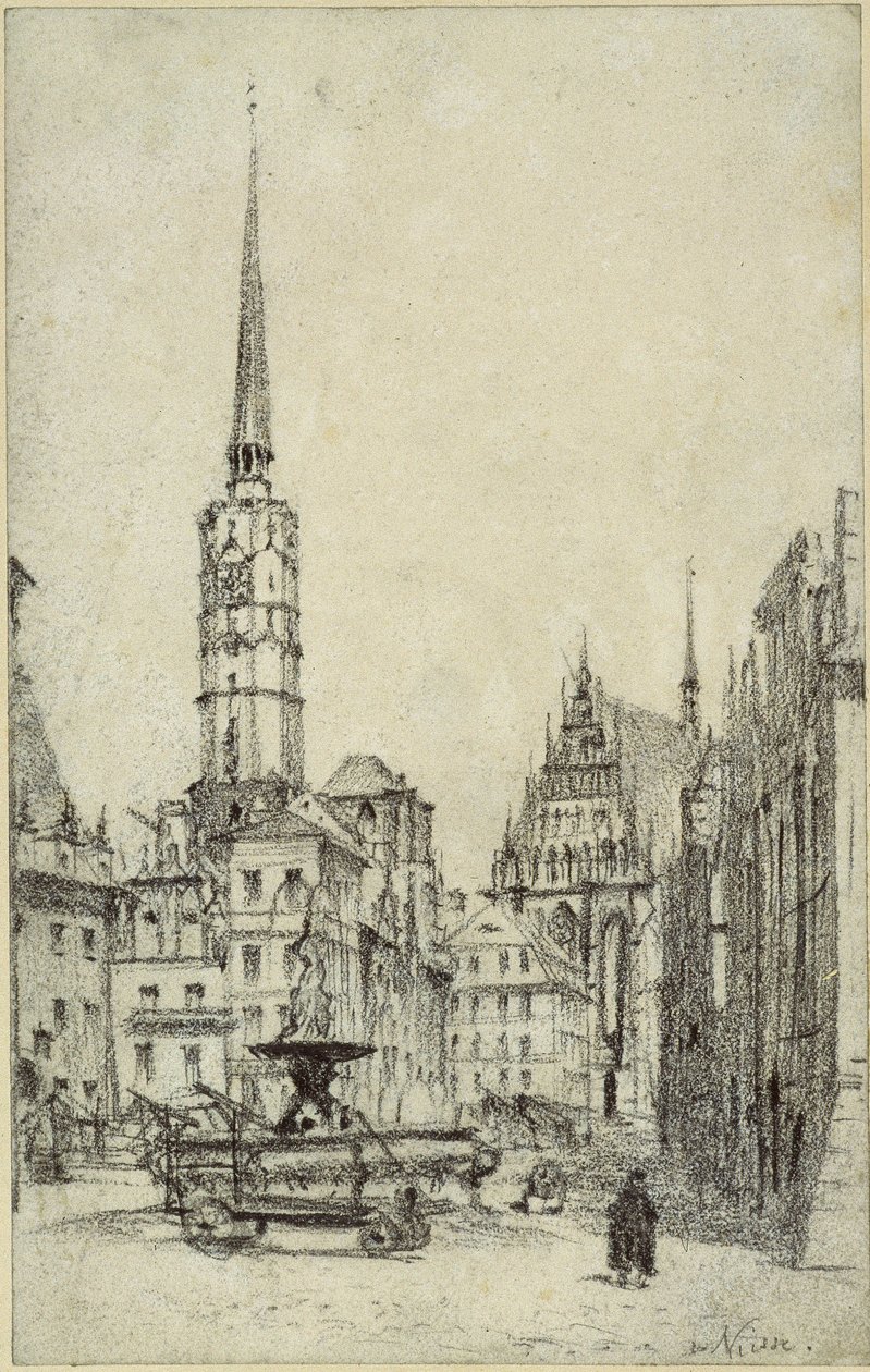 Der Marktplatz in Neisse von Adolph Menzel