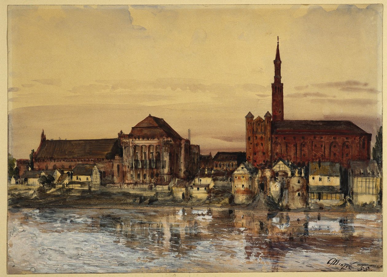 Die Marienburg am Ufer der Nogat von Adolph Menzel