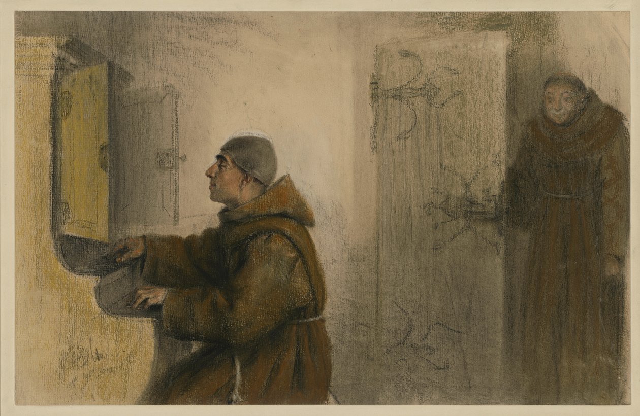 Ein blinder Mönch, der Orgel spielt von Adolph Menzel