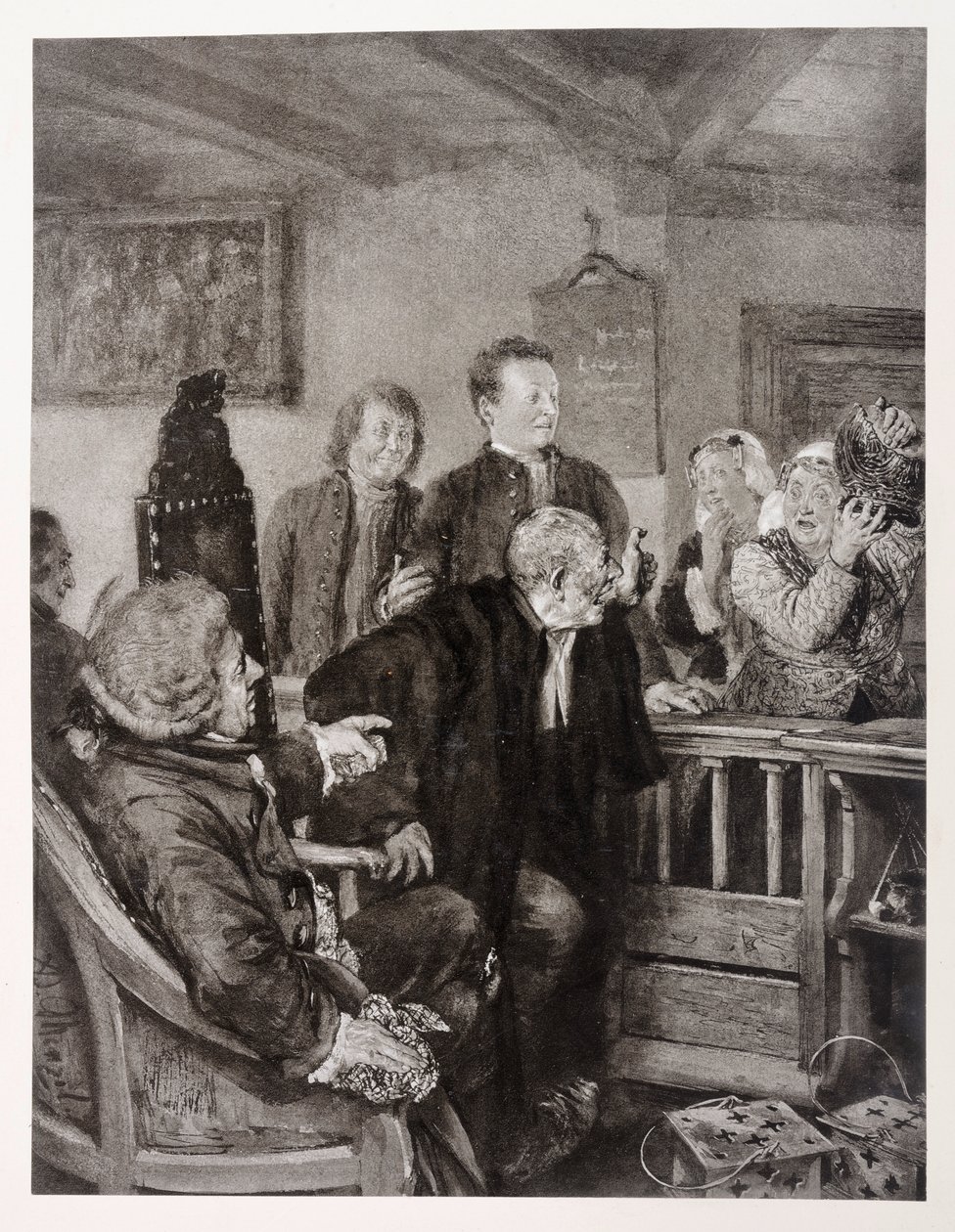 Frau Marthes Anklage, zu Heinrich von Kleist "Der zerbrochene Krug" von Adolph Menzel