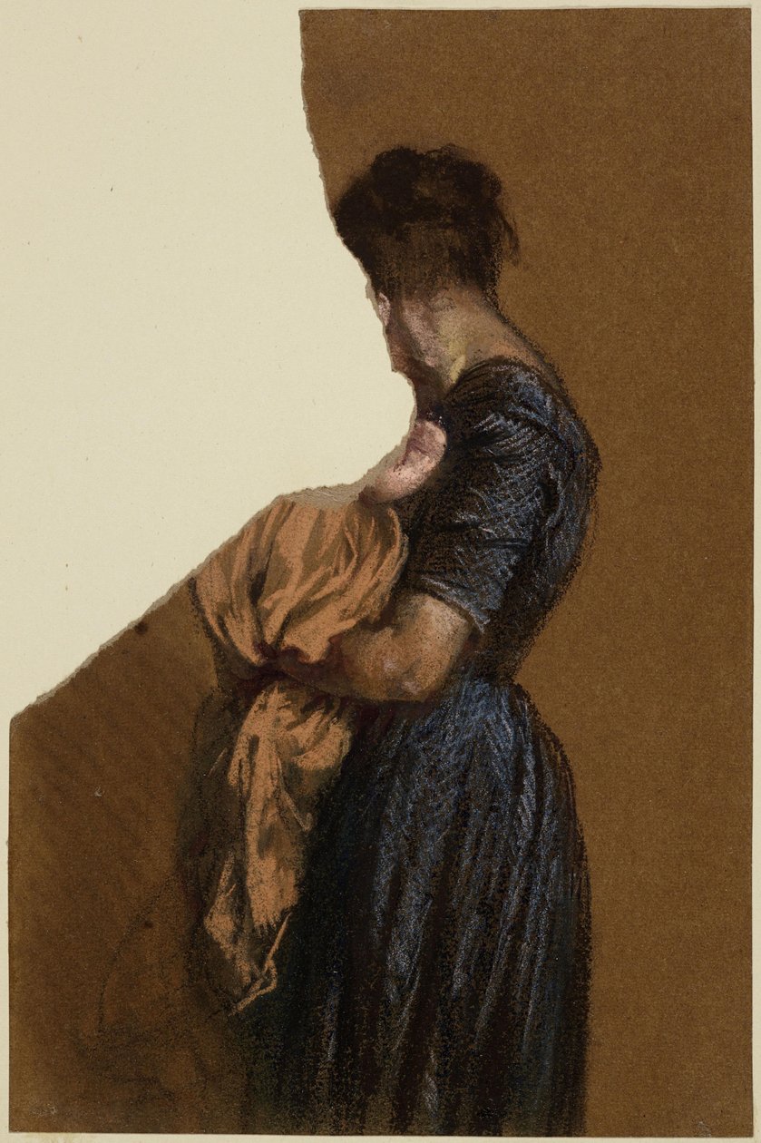 Frau mit Kleinkind auf dem Arm von Adolph Menzel