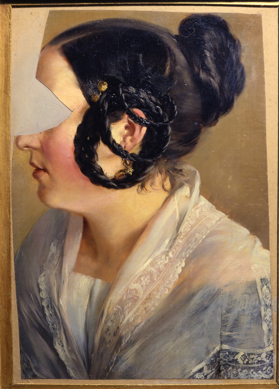 Frauenbildnis. Fragment (Caroline oder Friederike Arnold) von Adolph Menzel