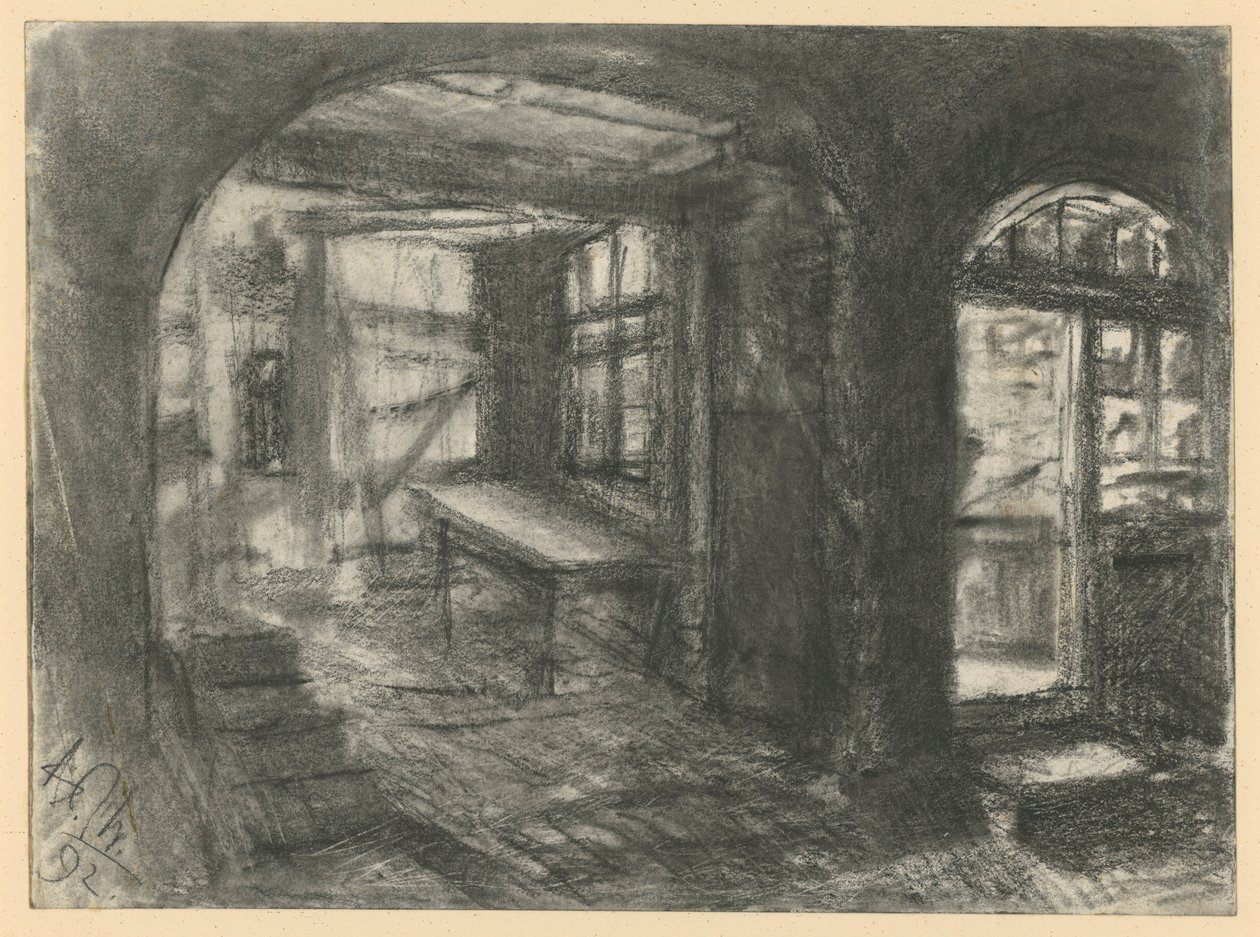 Inneres eines Bauernhauses von Adolph Menzel