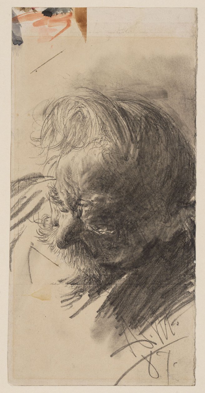 Kopfstudie eines bärtigen alten Mannes von Adolph Menzel