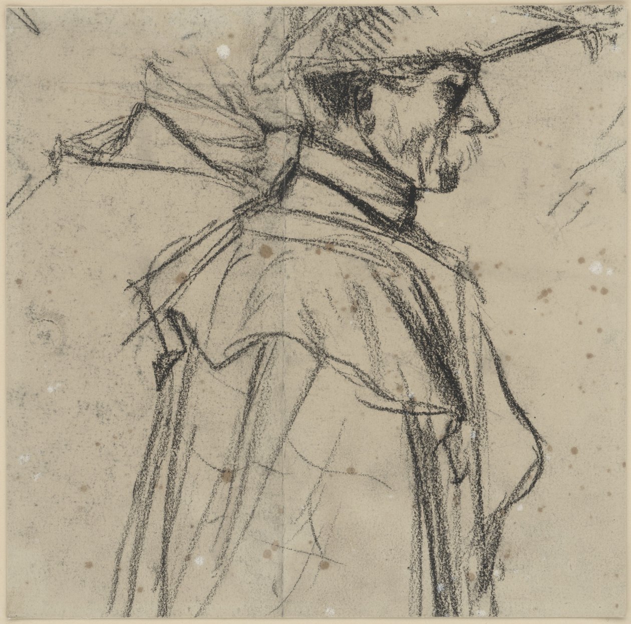 Offizier mit Hut und Mantel von Adolph Menzel