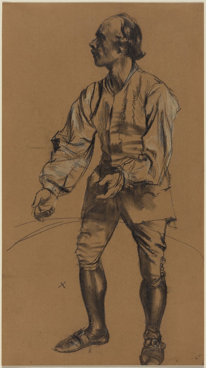 Richard Menzel in Kostüm des 18. Jahrhunderts von Adolph Menzel
