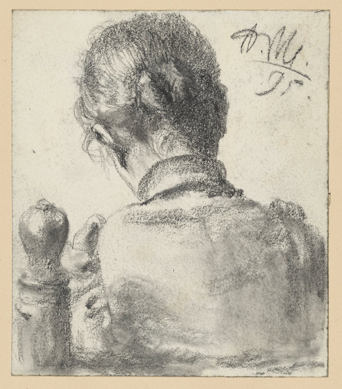 Rückenansicht einer auf einem Stuhl sitzenden Frau von Adolph Menzel