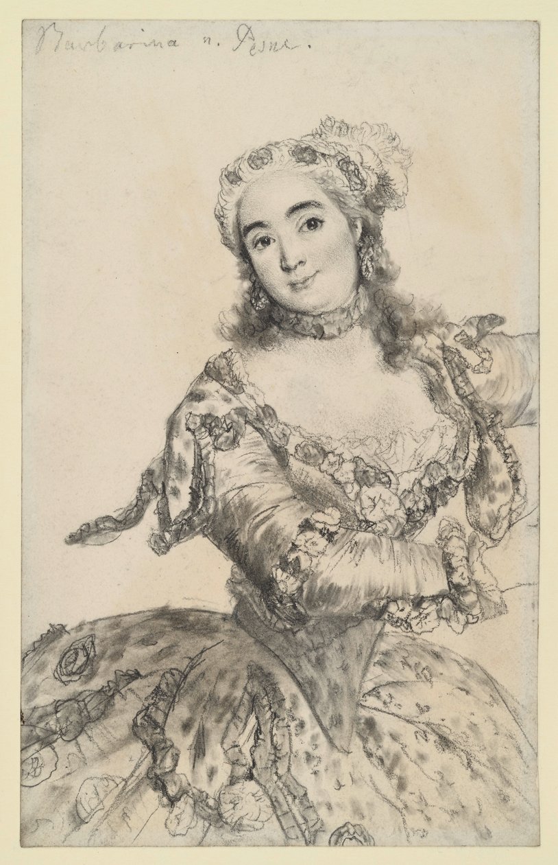 Tänzerin Barbarina in tanzender Bewegung. Kniestück en face. Kopie von Pesne in Sanssouci. von Adolph Menzel