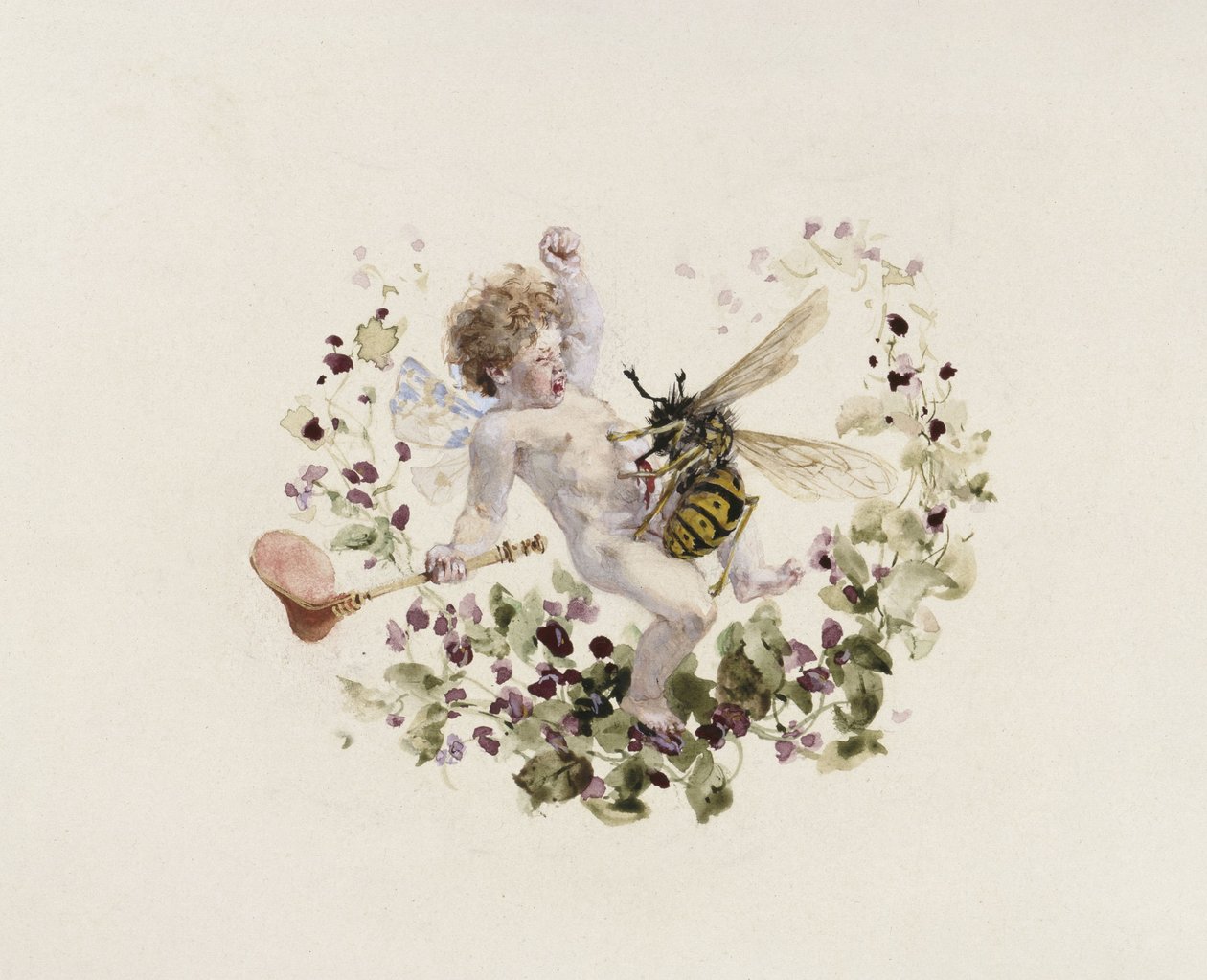 Tafelgeschirr: Suppenterrine, Deckel mit Putto und Wespe von Adolph Menzel