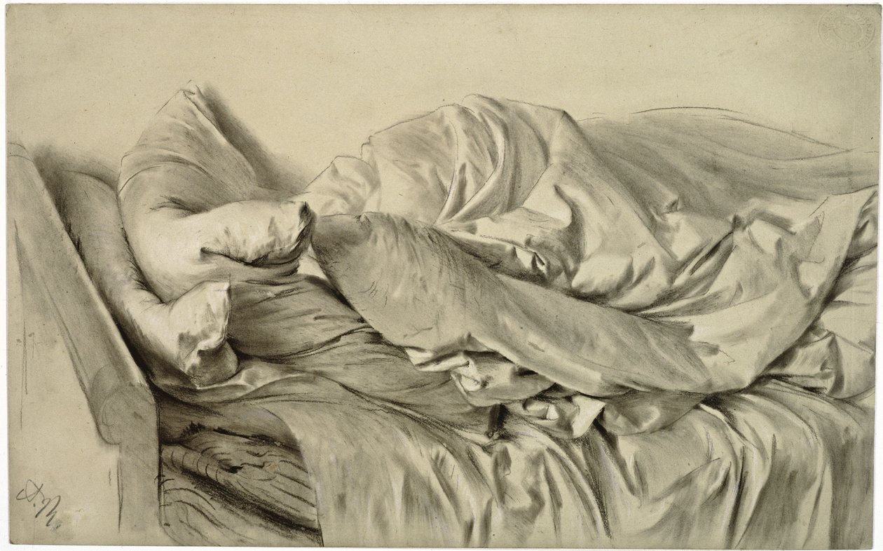 Ungemachtes Bett von Adolph Menzel