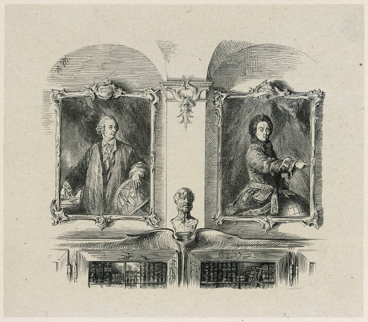 Werke Friedrichs des Großen. Leonhard Euler und Pierre-Louis de Maupertuis von Adolph Menzel