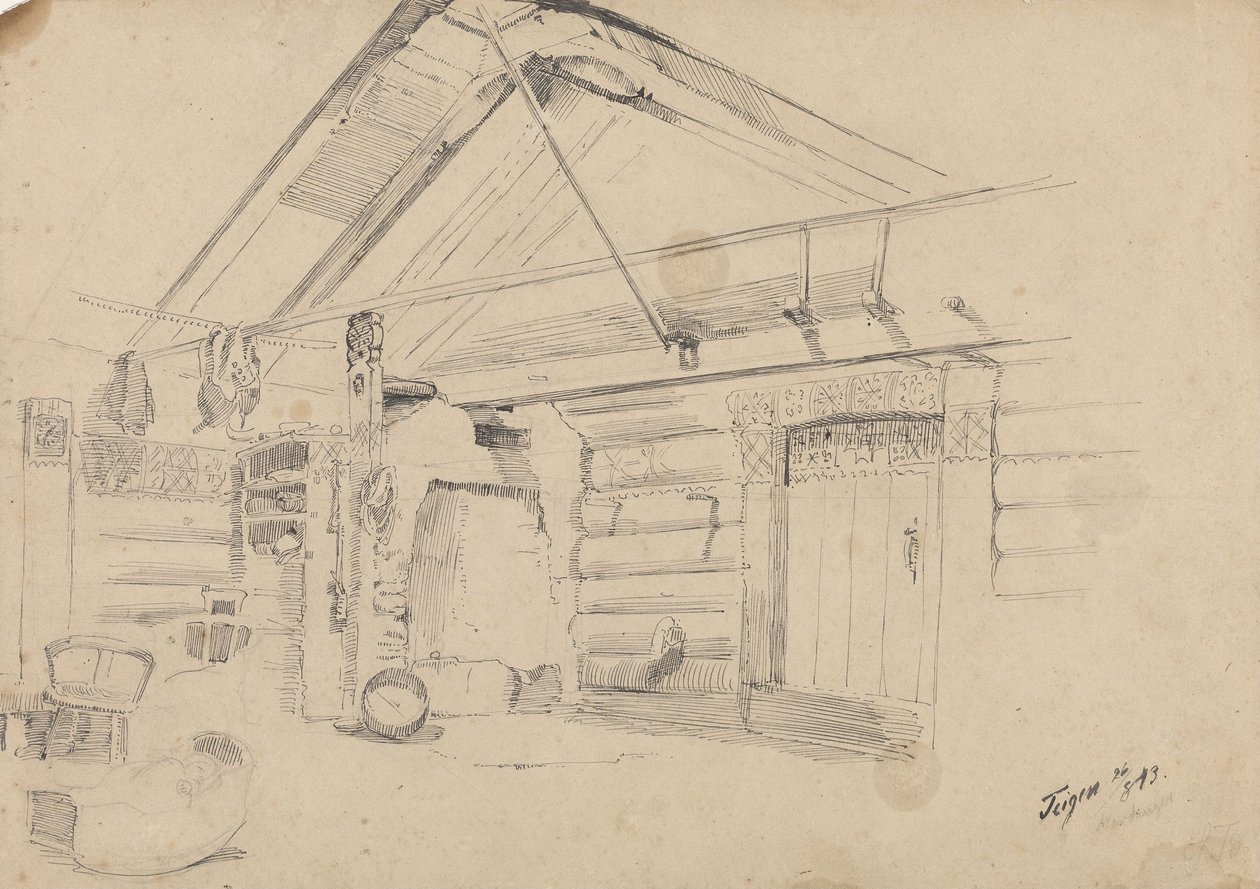 Bauernstube, Teigen von Adolph Tidemand