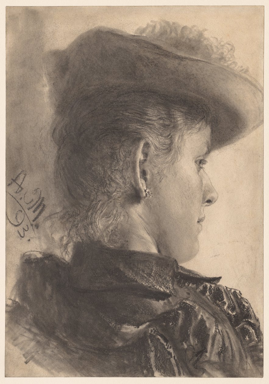 Büste einer Frau, von hinten gesehen, 1893 von Adolph Menzel