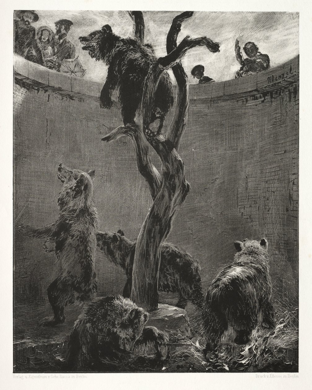 Essay über Stein mit Pinsel und Schaber: Die Bärengrube von Adolph Menzel