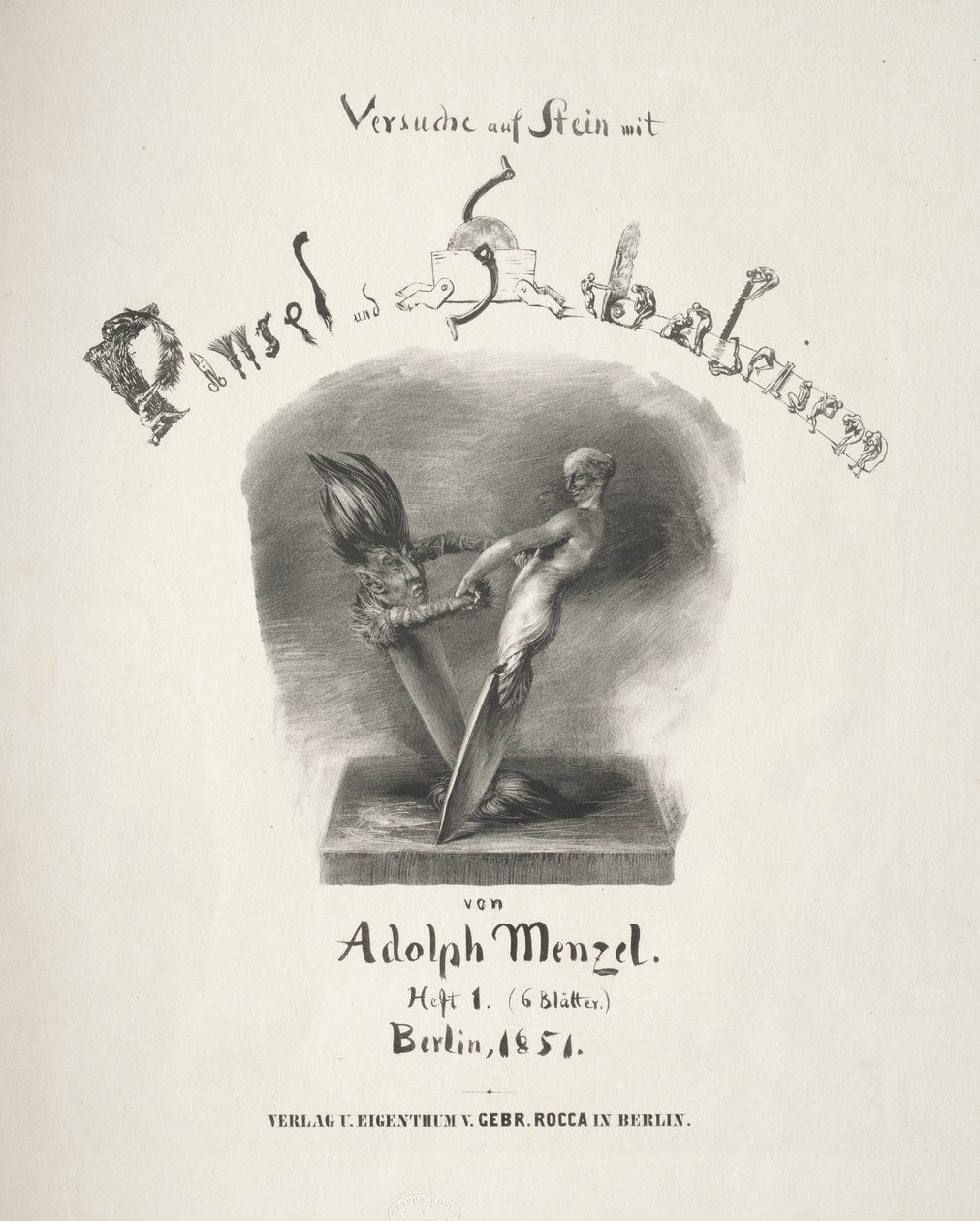 Essay über Stein mit Pinsel und Schaber: Titelseite von Adolph Menzel