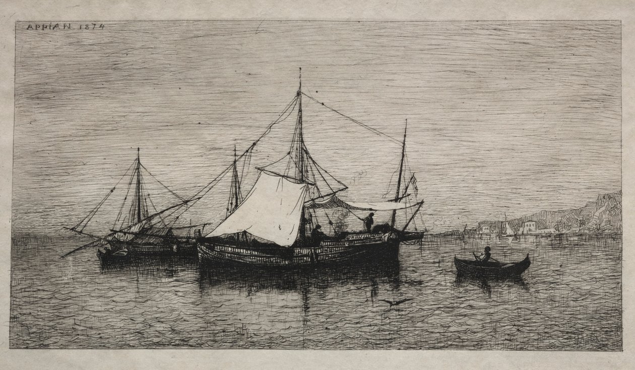 Küstenboote Italiens, 1874 von Adolphe Appian