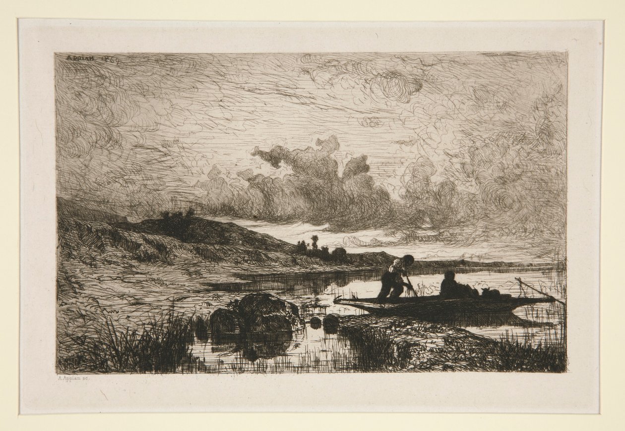 Ein Abend, Ufer des Rhone in Rix von Adolphe Appian