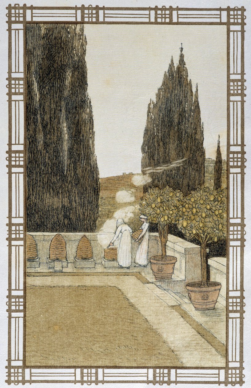 Das Leben der Bienen: Der Rauch der Bienenstöcke - Zeichnung von A. Giraudon von Adolphe Giraudon
