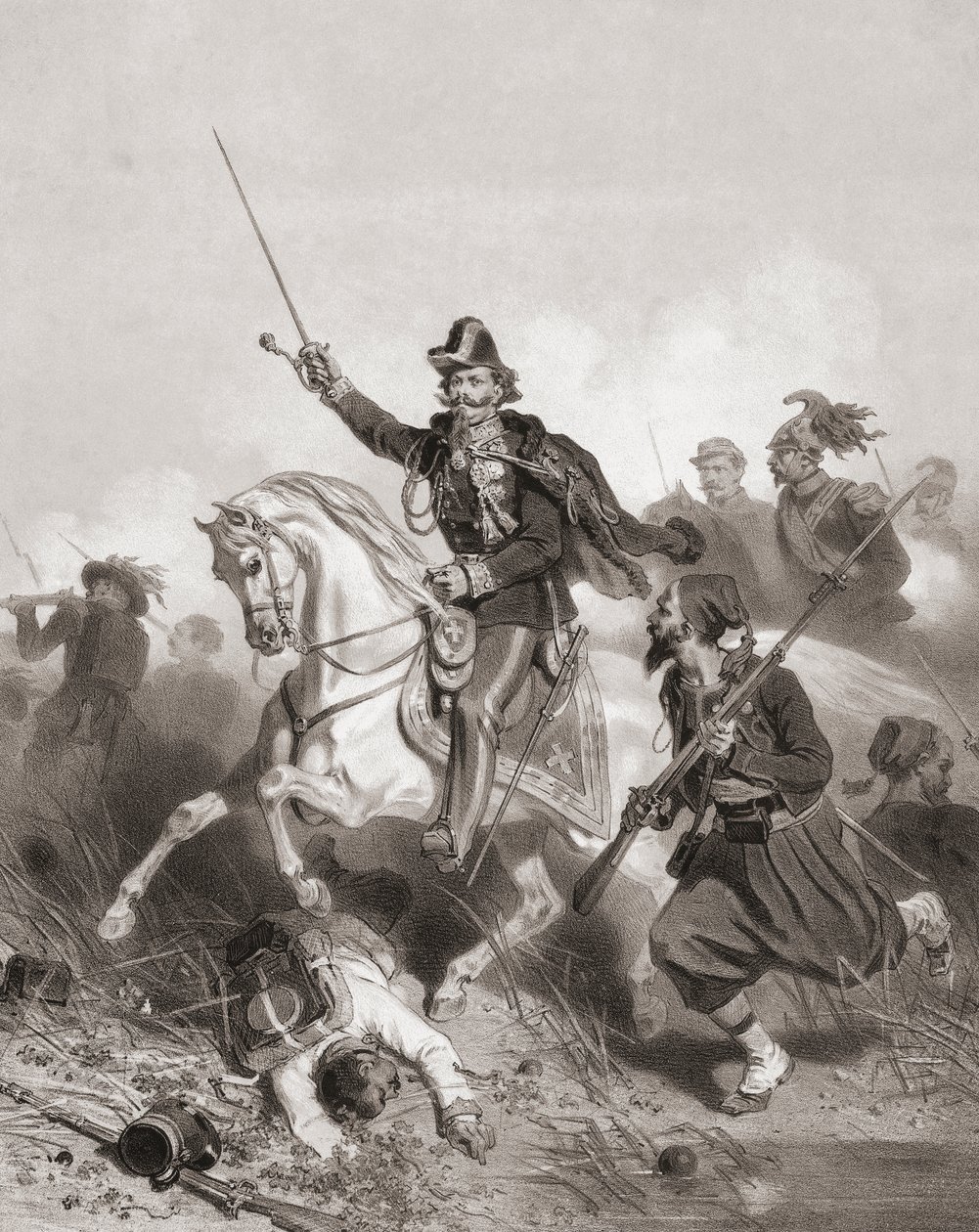 König Viktor Emanuel II. in der Schlacht von Palestro von Adolphe Jean Baptiste (after) Bayot