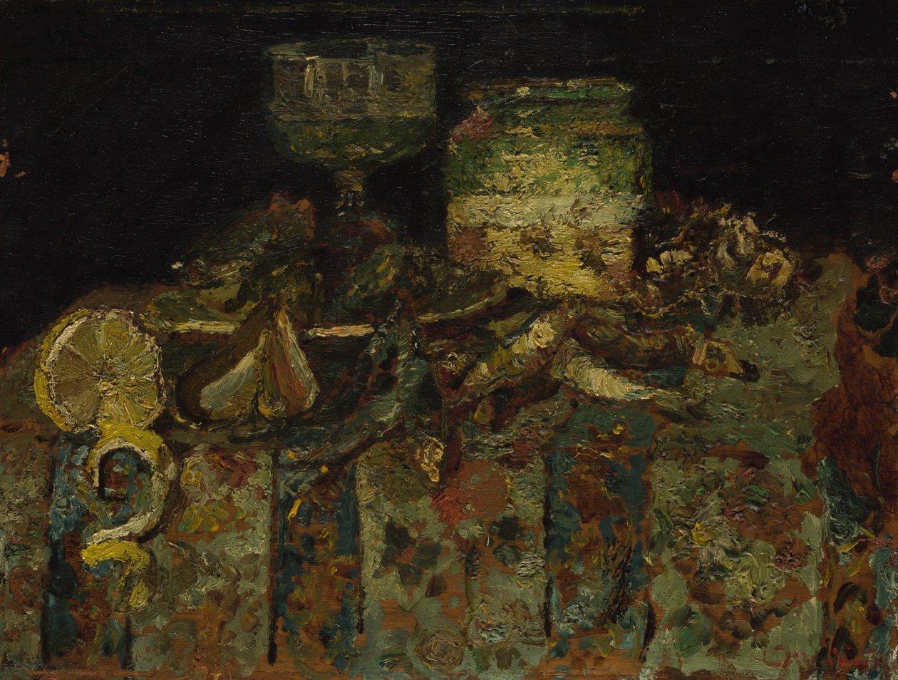 Stillleben: Austern, Fisch, ca. 1880 von Adolphe Joseph Thomas Monticelli