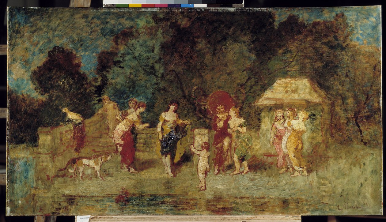Junge Frauen im Park vereint von Adolphe Joseph Thomas Monticelli