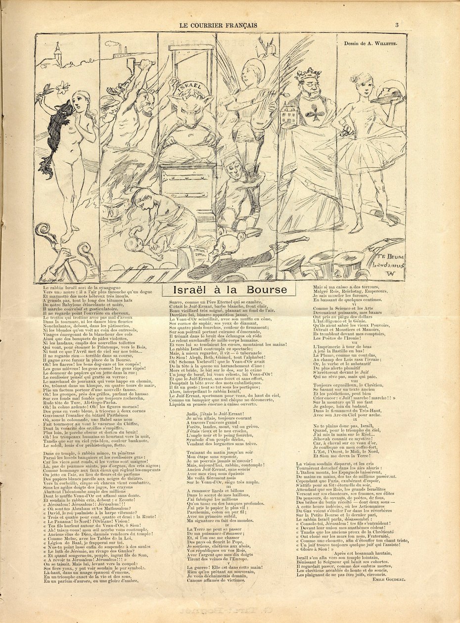 Der französische Kurier, Satirisch in Schwarz-Weiß von Adolphe Leon Willette