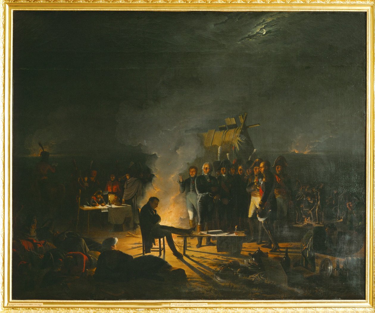 Napoleon in seinem Biwak auf dem Schlachtfeld von Wagram von Adolphe Roehn