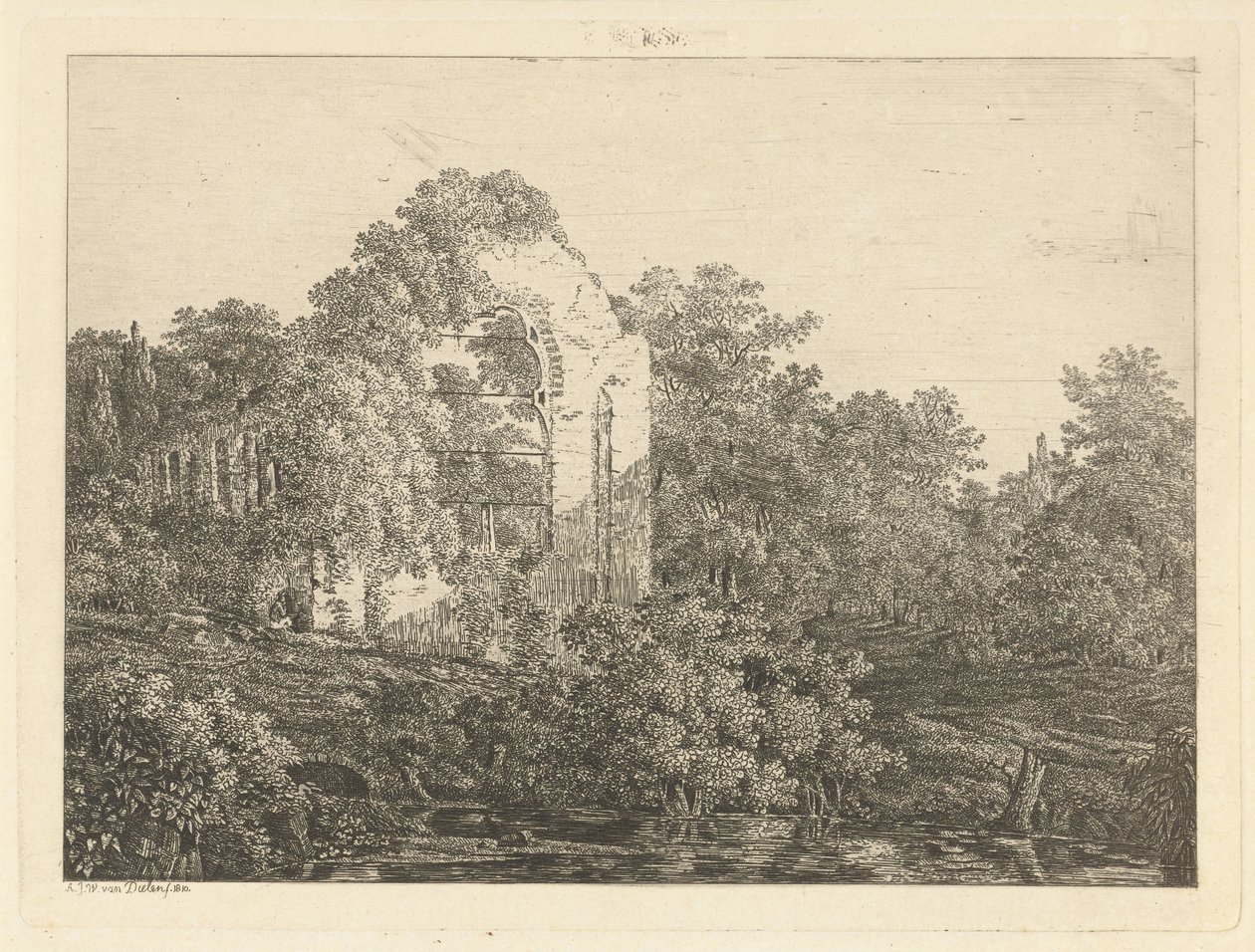 Ruine des Hauses ter Haar von Adriaan Jacob Willem van Dielen