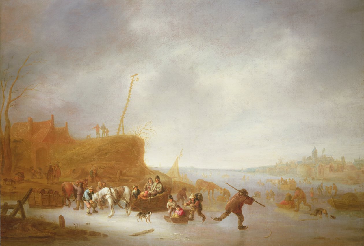 Winterlandschaft mit Schlittschuhläufern von Adriaen Jansz. van Ostade