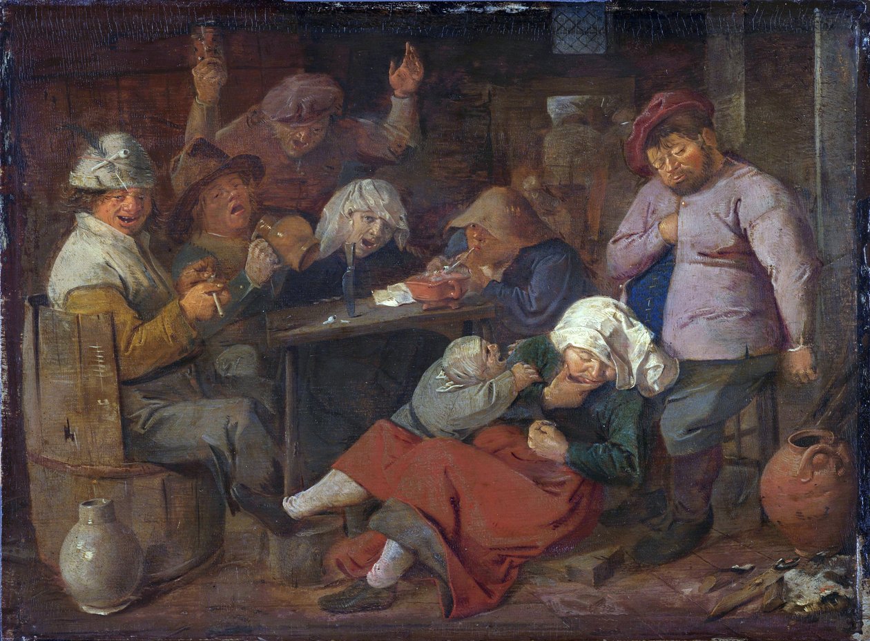 Bauern trinken in einer Taverne von Adriaen Brouwer