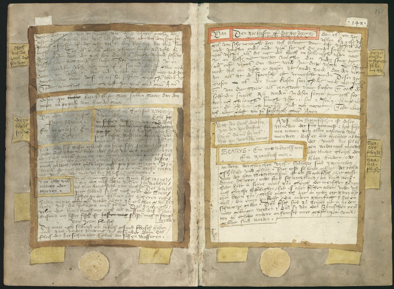 Adriaen Coenens Visboeck - KB 78 E 54 - Folios 150v (links) und 151r (rechts) von Adriaen Coenen