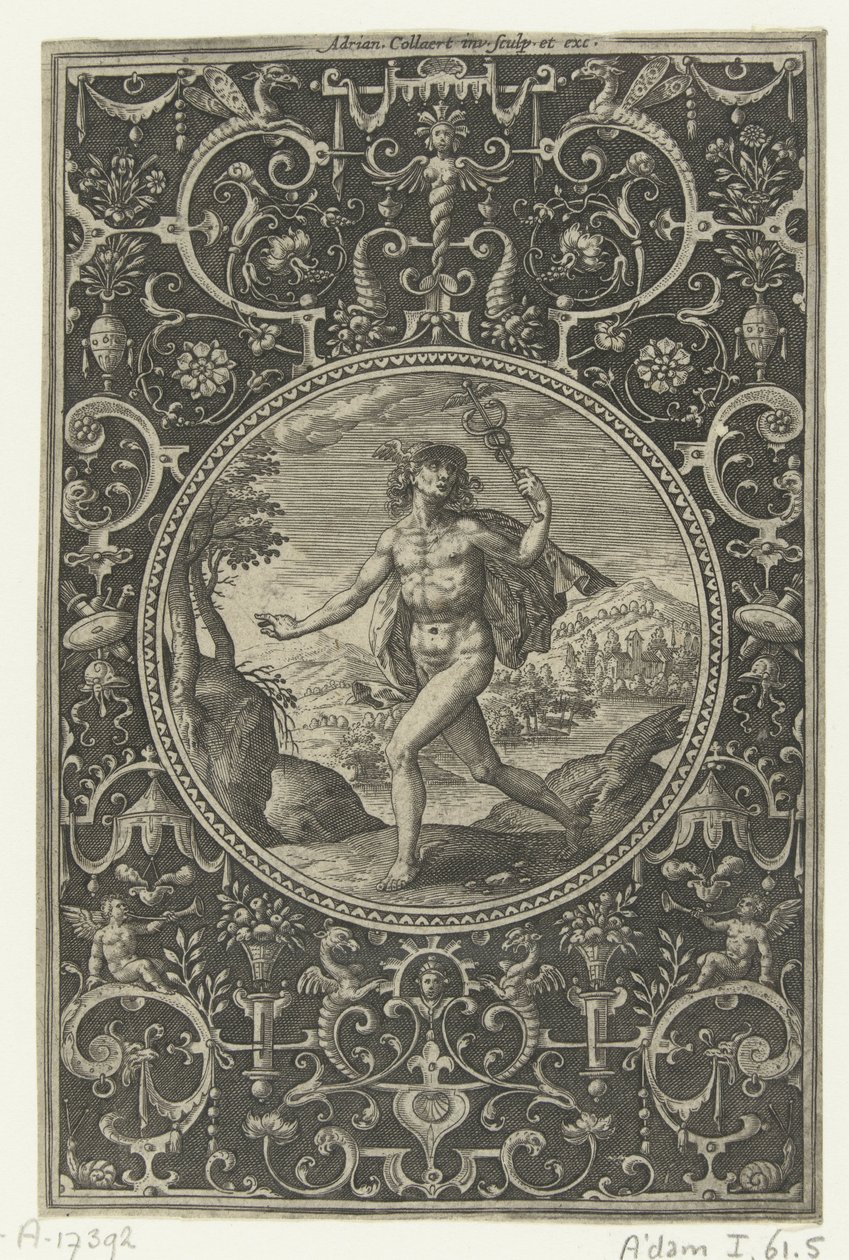 Medaille mit Merkur und seinem Stab in der Hand von Adriaen Collaert