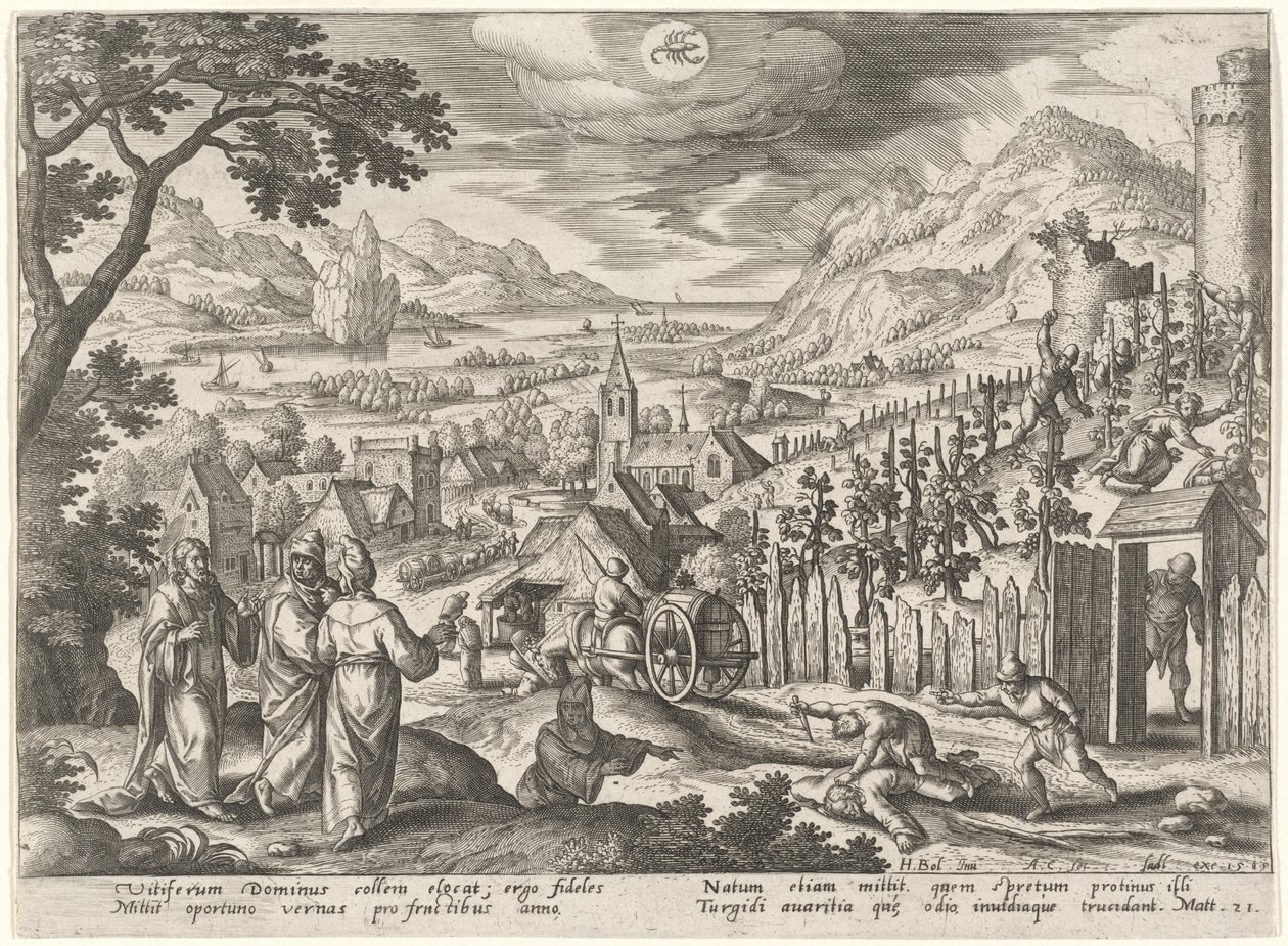 Das Gleichnis von den ungerechten Weingärtnern von Adriaen Collaert after Hans Bol