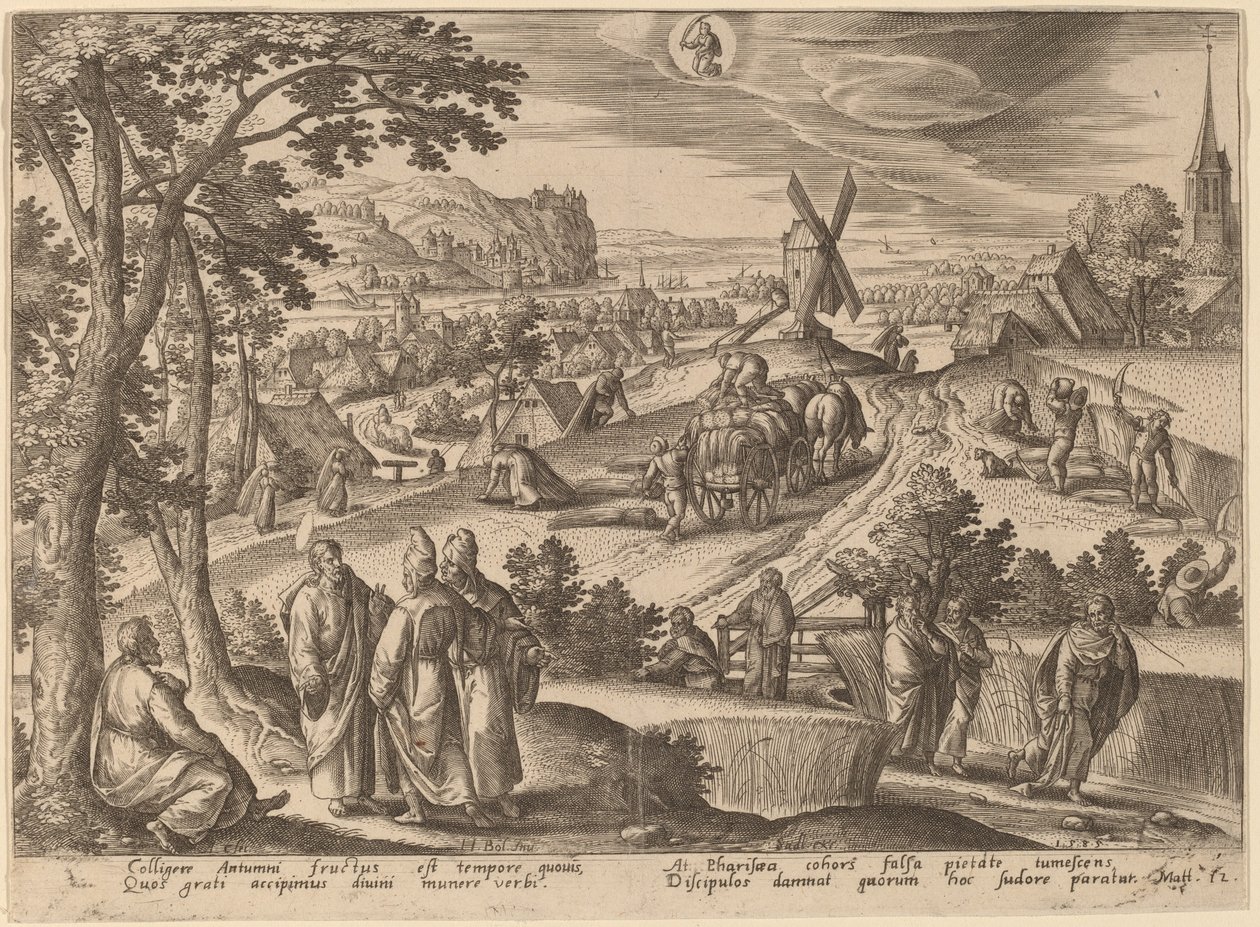 Das Pflücken von Ähren am Sabbat von Adriaen Collaert after Hans Bol