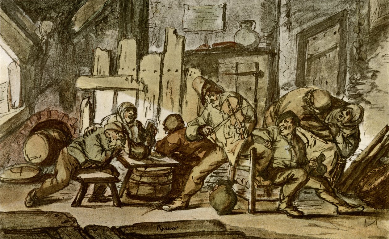 Der Bauernmusiker in einer Dorfschenke von Adriaen Jansz. van Ostade