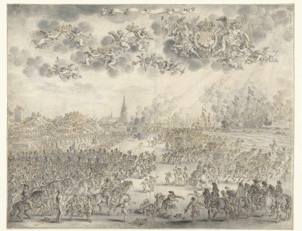 Abreise von Karl II. aus Scheveningen von Adriaen Pietersz van de Venne