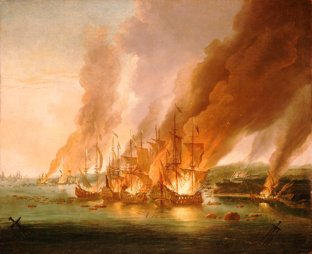 Die Schlacht von La Hogue, 23. Mai 1692, späte 17. Jahrhundert (Ölgemälde) von Adriaen van Diest