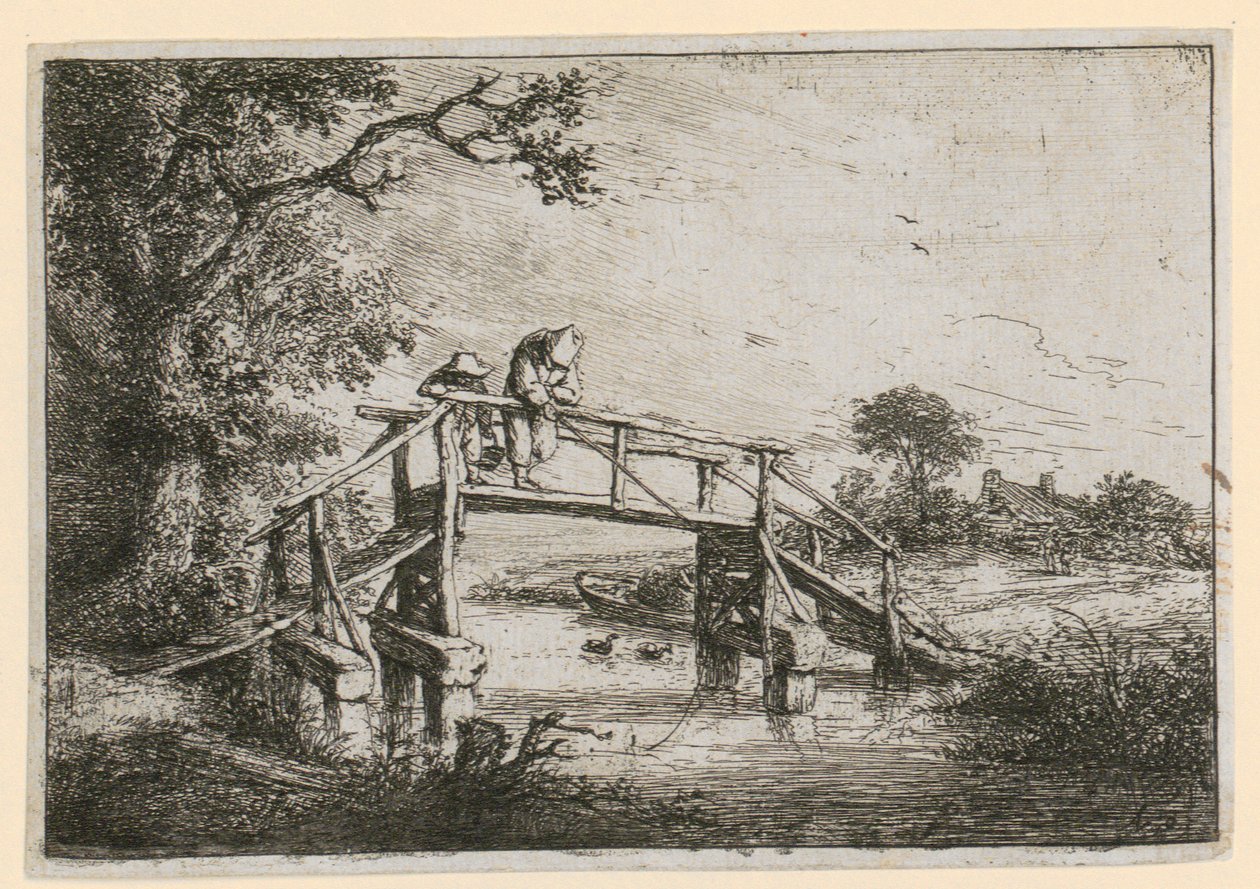 Angler auf der Brücke von Adriaen van Ostade