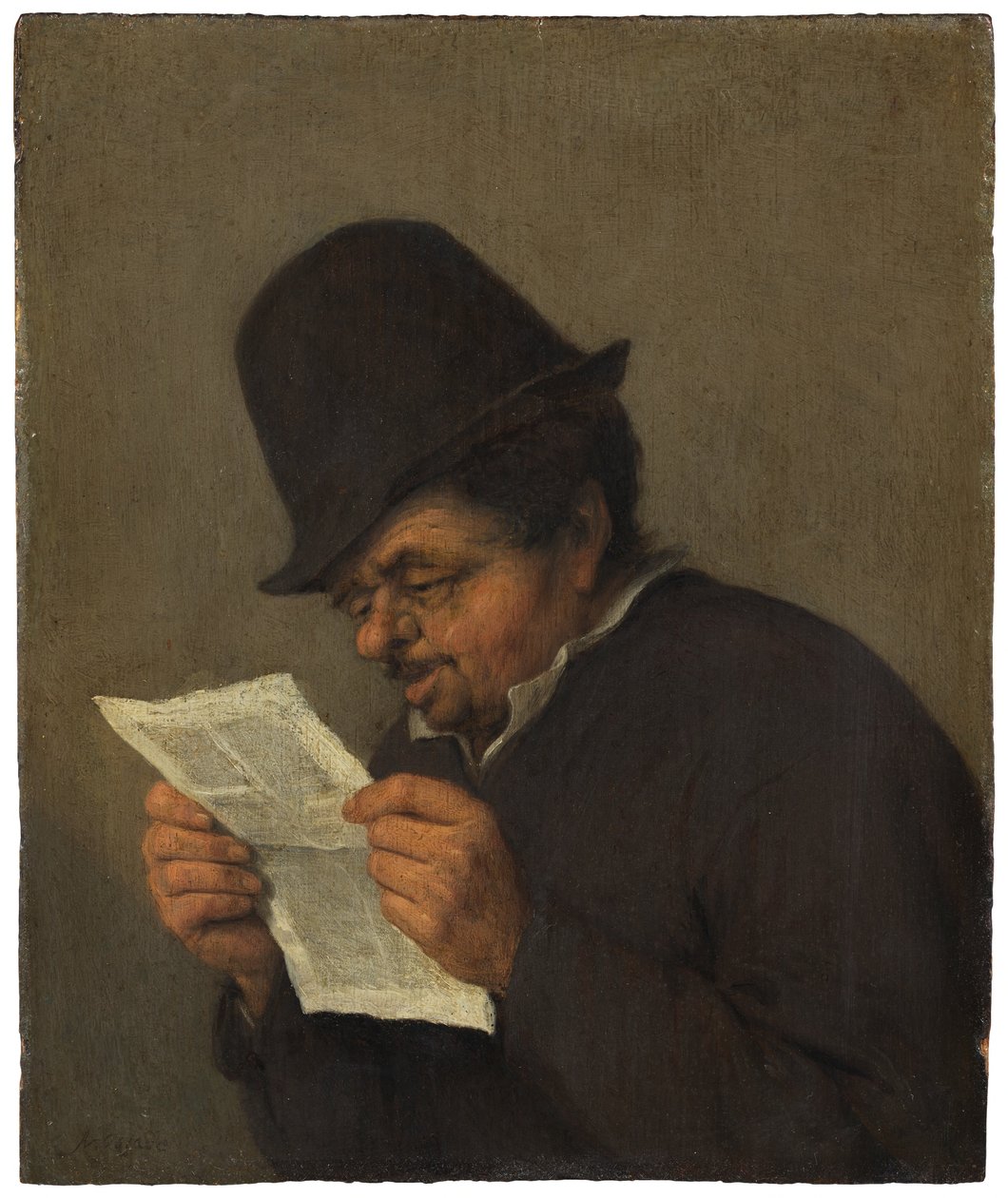 Büste eines alten Bauern, der eine Zeitung liest von Adriaen van Ostade