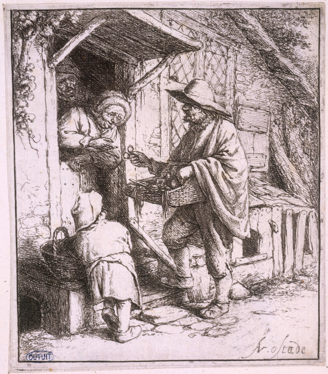 Der Brillenhändler (Bartsch 29) von Adriaen van Ostade