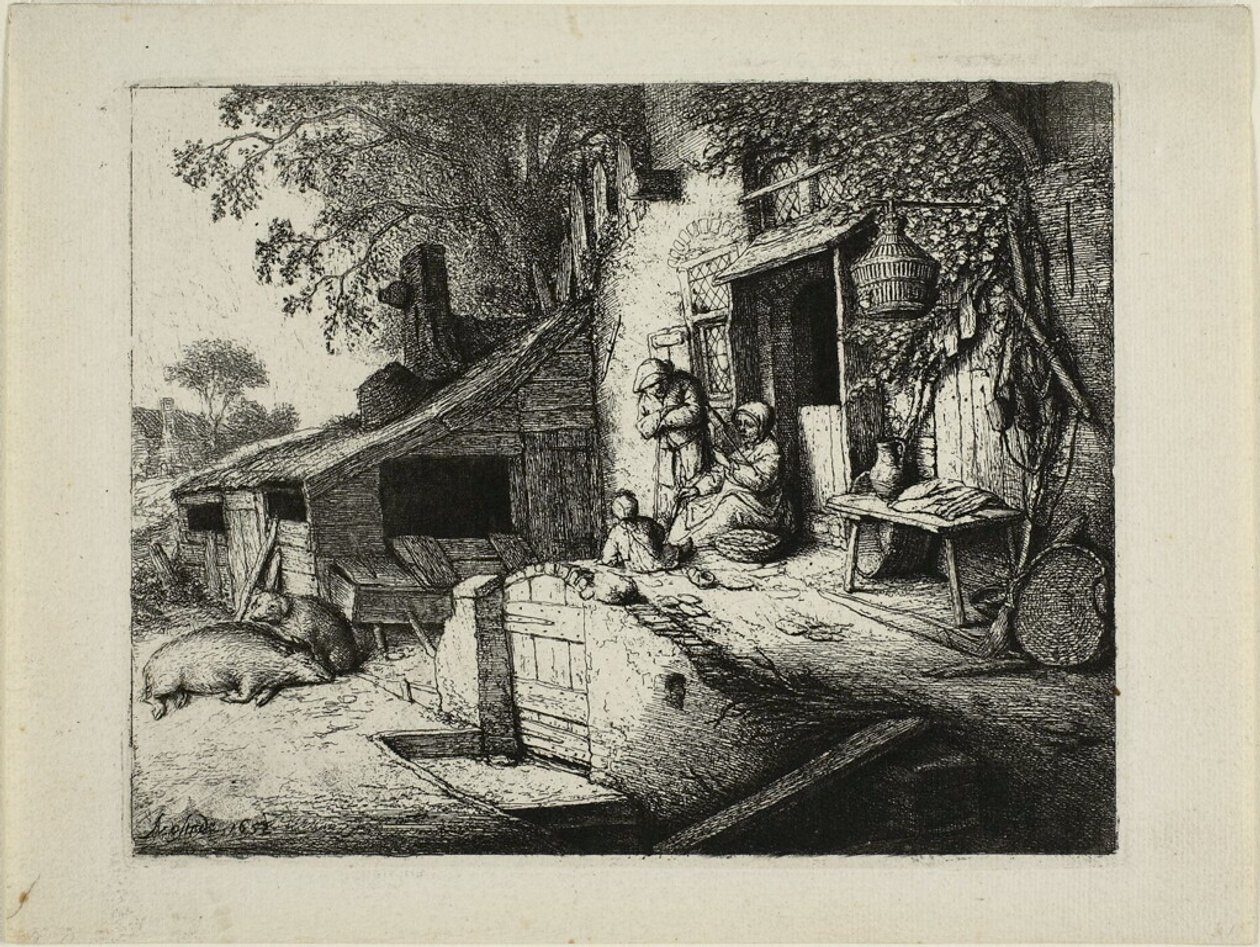 Die spinnende Frau von Adriaen van Ostade