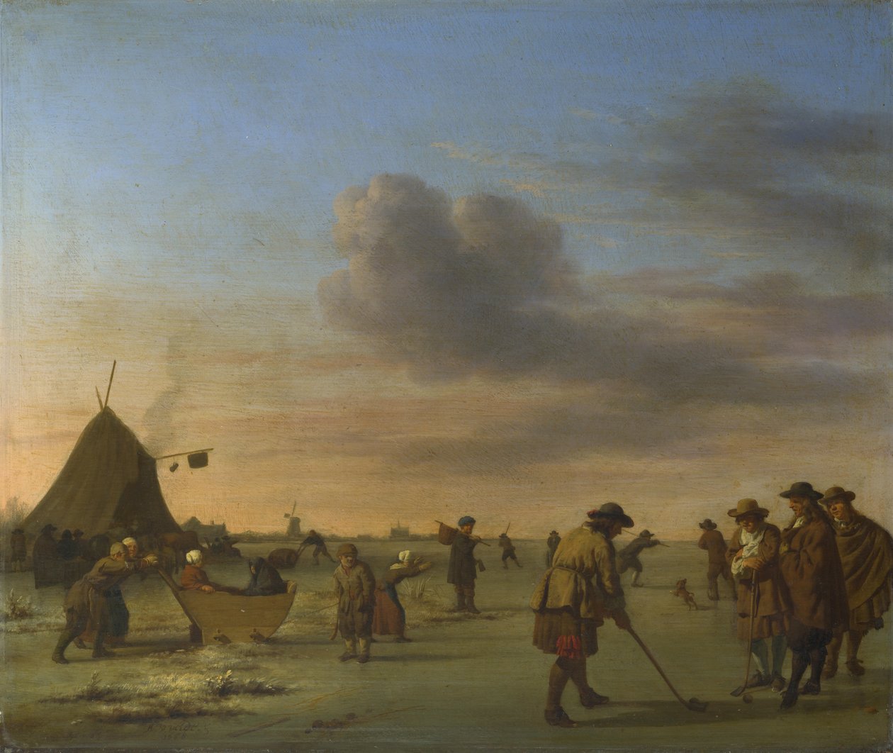 Golfer auf dem Eis bei Haarlem von Adriaen van de Velde