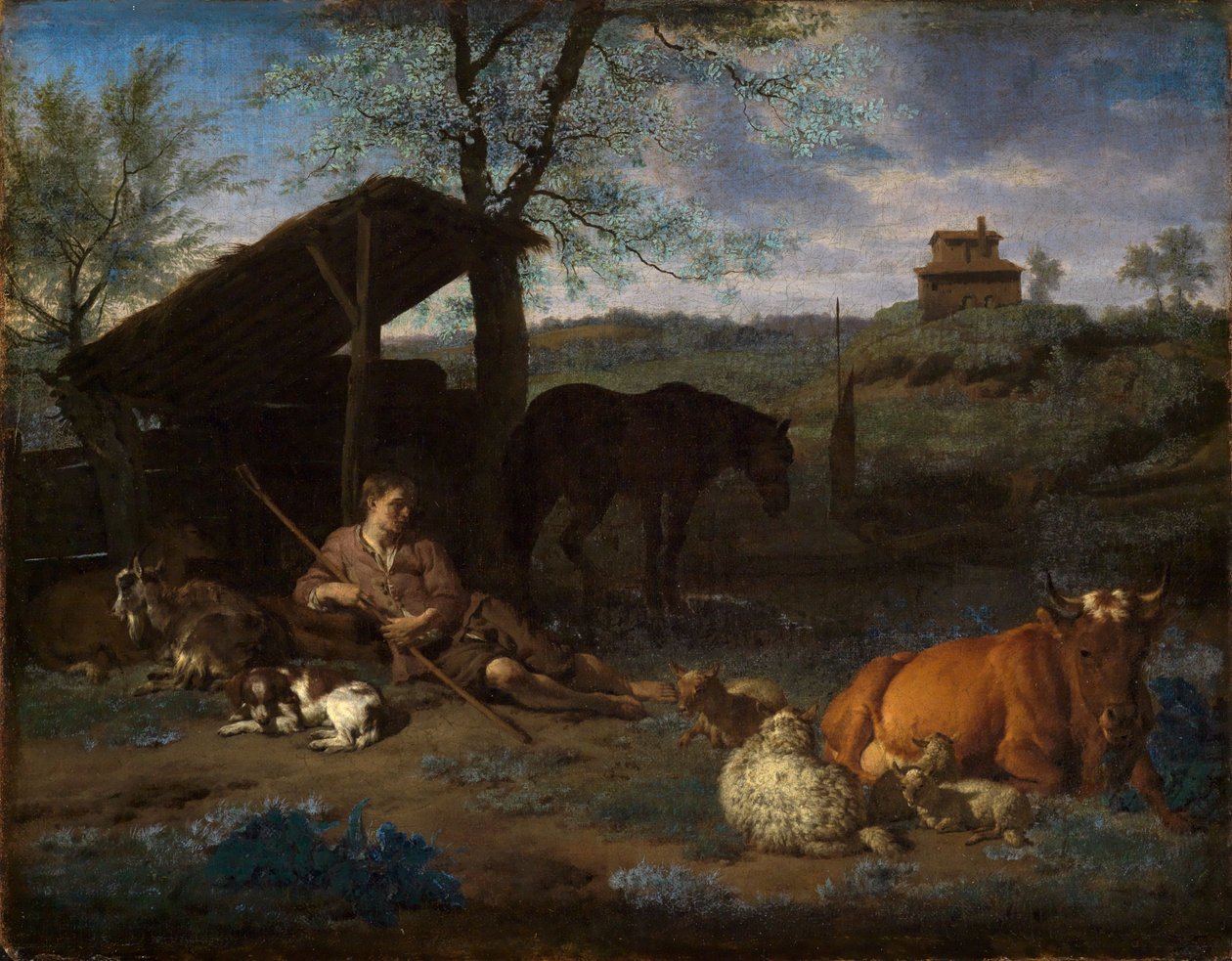 Ruhender Hirte bei seiner Herde von Adriaen van de Velde