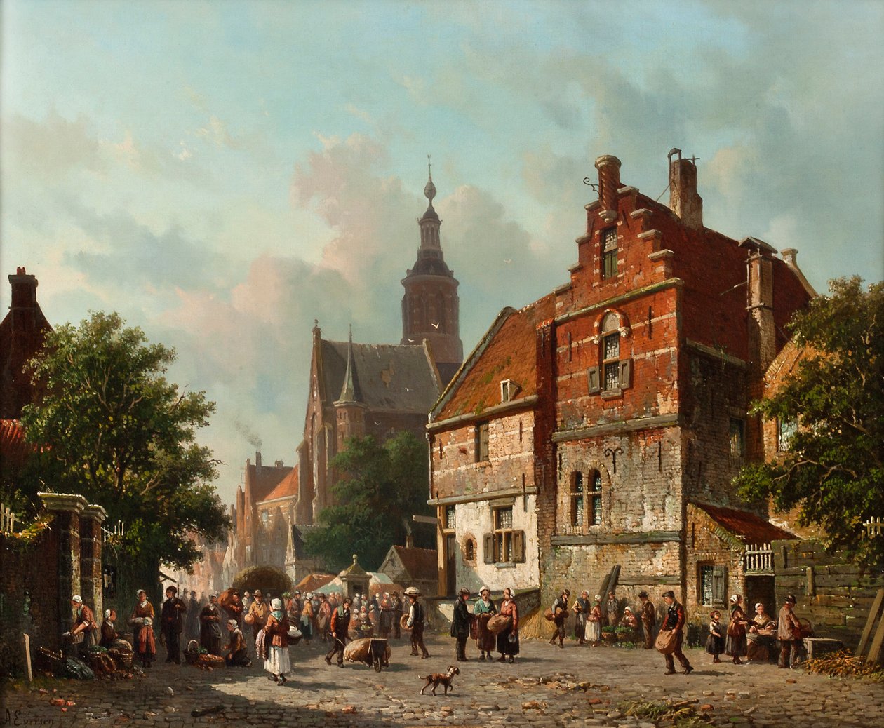 Ein niederländischer Markt im Sommer, 19. Jahrhundert von Adrianus Eversen