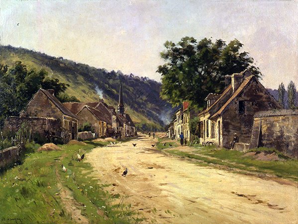 Dorfstraße mit Figuren von Adrien-Jacques Sauzay