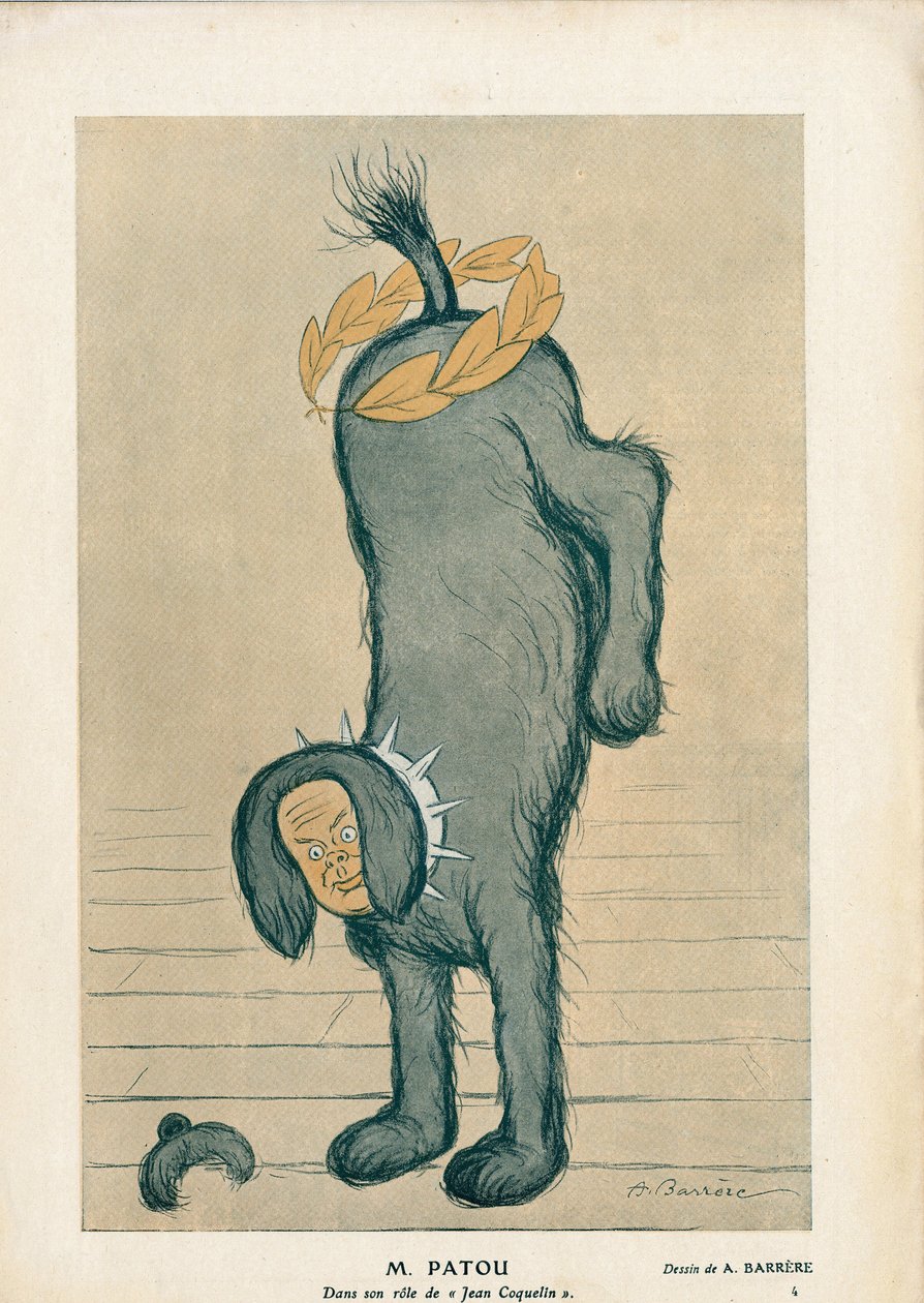 Charakter des Stücks „Chantecler“ von Edmond Rostand Jean Coquelin in der Rolle des Hundes Patou - Fantasio von Adrien Barrere