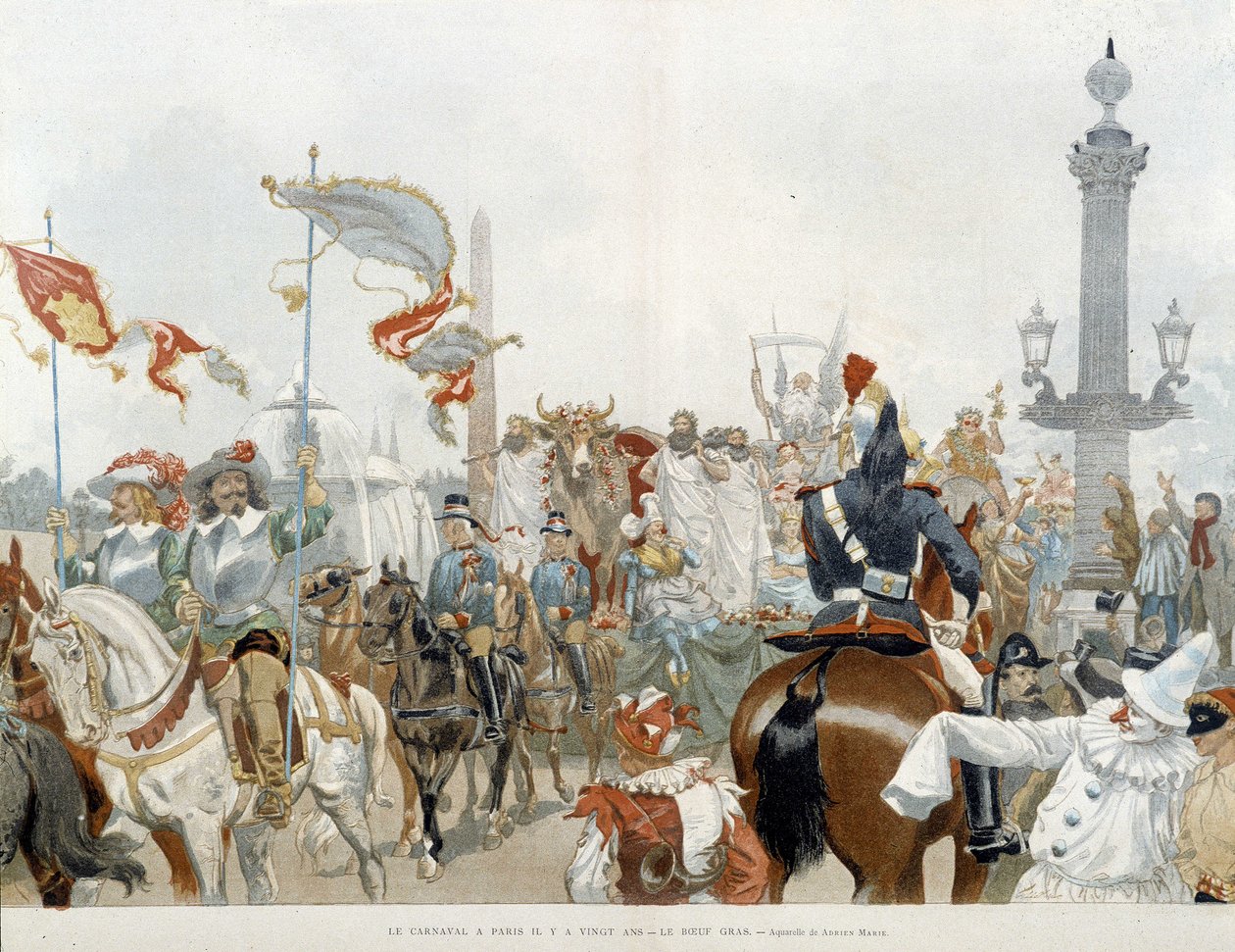 Karneval in Paris: Rindfleisch - Aquarell von Adrien Marie von Adrien Emmanuel Marie