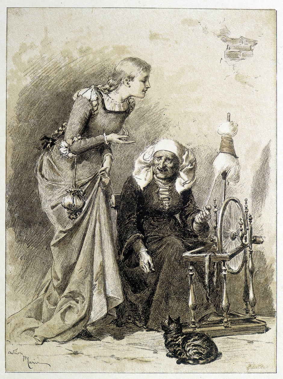 Dornröschen - in „Die Märchen“ von Charles Perrault, Illustrationen von Adrien Marie von Adrien Emmanuel Marie