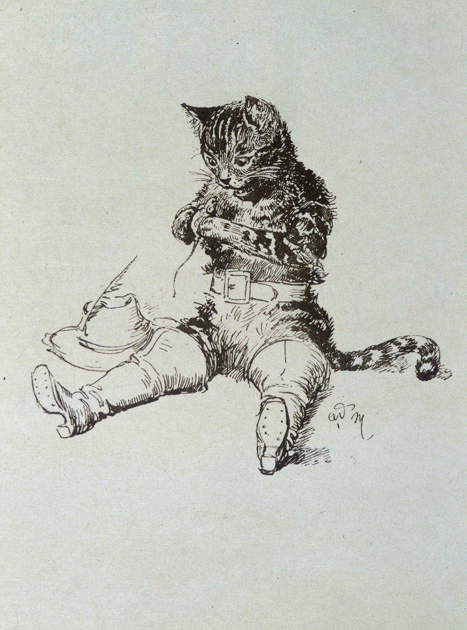 Der gestiefelte Kater - in „Les contes de fées“ von Charles Perrault, Illustrationen von Adrien Marie von Adrien Emmanuel Marie
