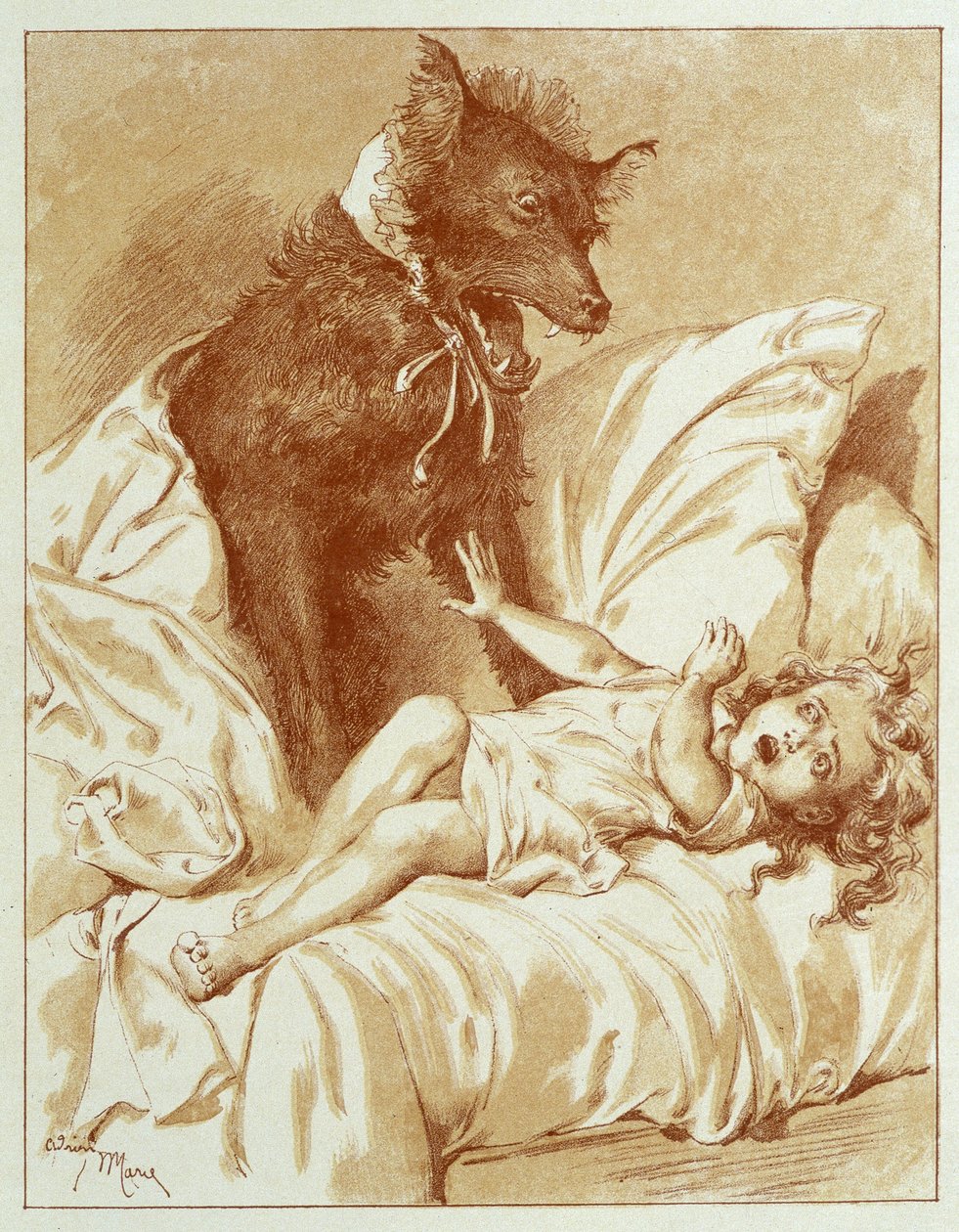 Rotkäppchen - in „Die Märchen“ von Charles Perrault, Illustrationen von Adrien Marie von Adrien Emmanuel Marie